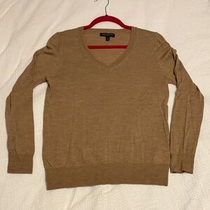 Merino wool Women's Tan V-Neck Sweater